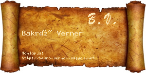 Bakró Verner névjegykártya